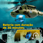 Helicóptero Militar de Controle Remoto Alta Performance + 2 Baterias Recarregáveis