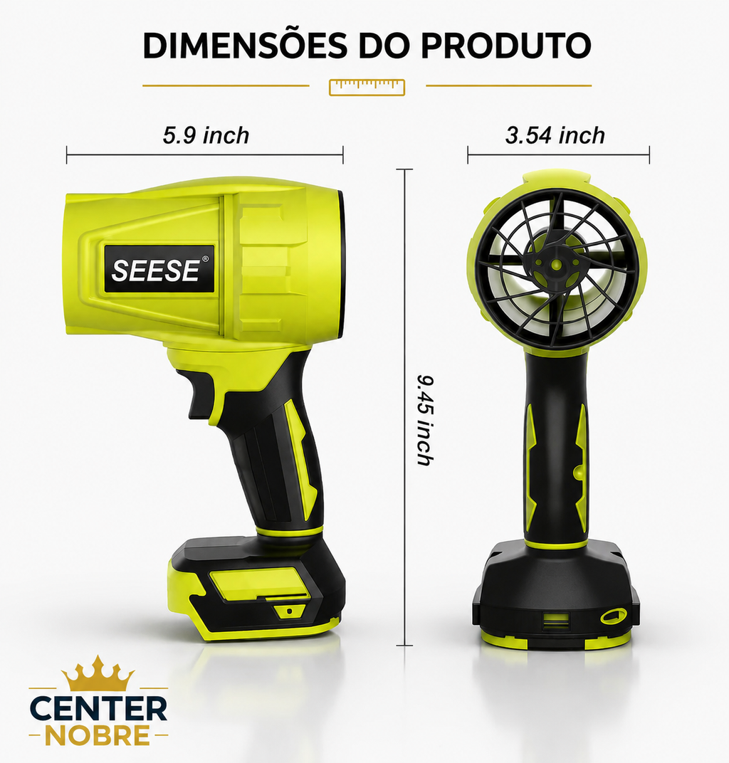 SEESE Pro™  Soprador Turbo Compacto - Casa, Carro, Sitio, Chacara, Fazenda + Brinde Hoje (1 Bateria Reserva)