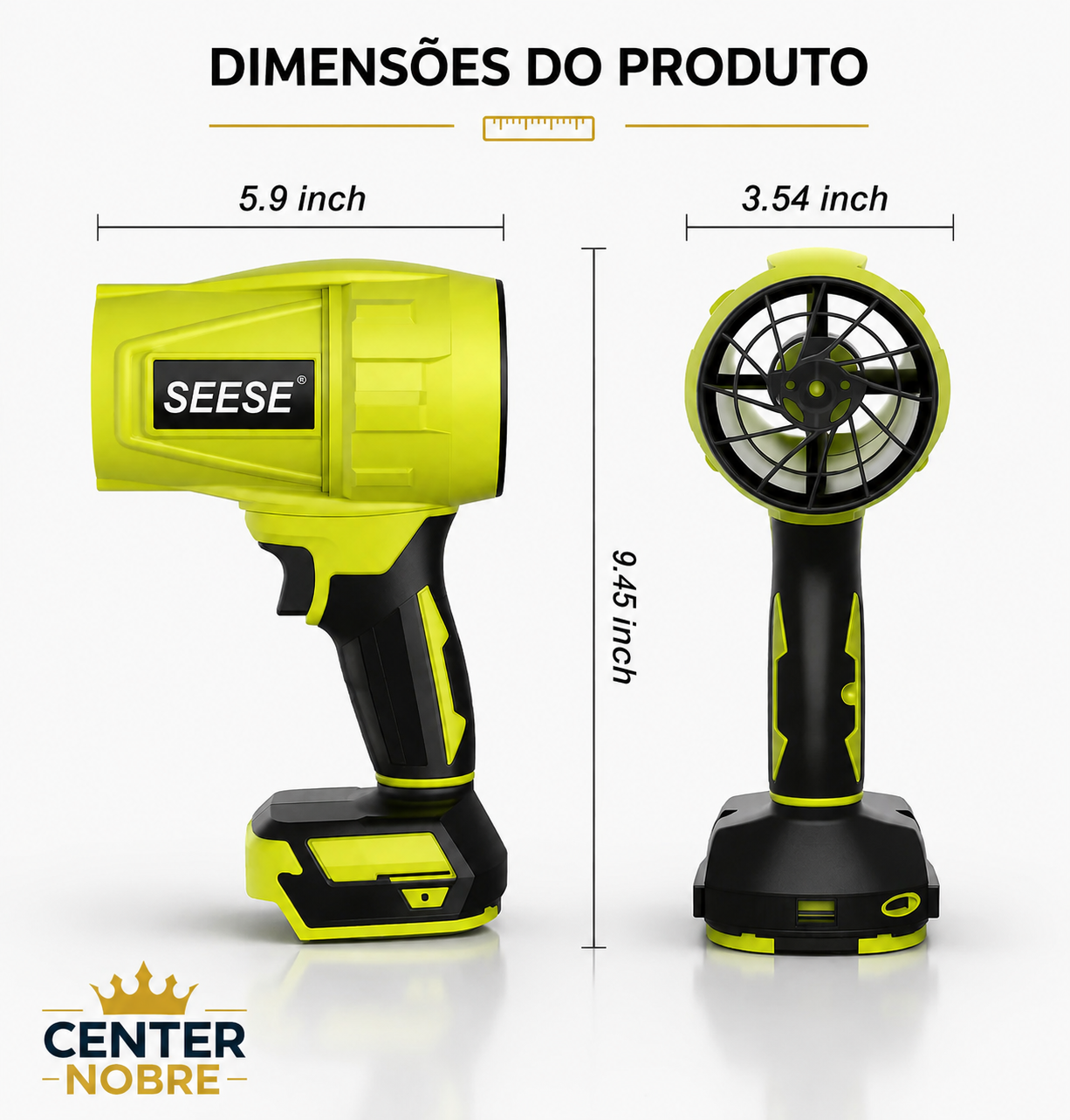 SEESE Pro™  Soprador Turbo Compacto - Casa, Carro, Sitio, Chacara, Fazenda + Brinde Hoje (1 Bateria Reserva)