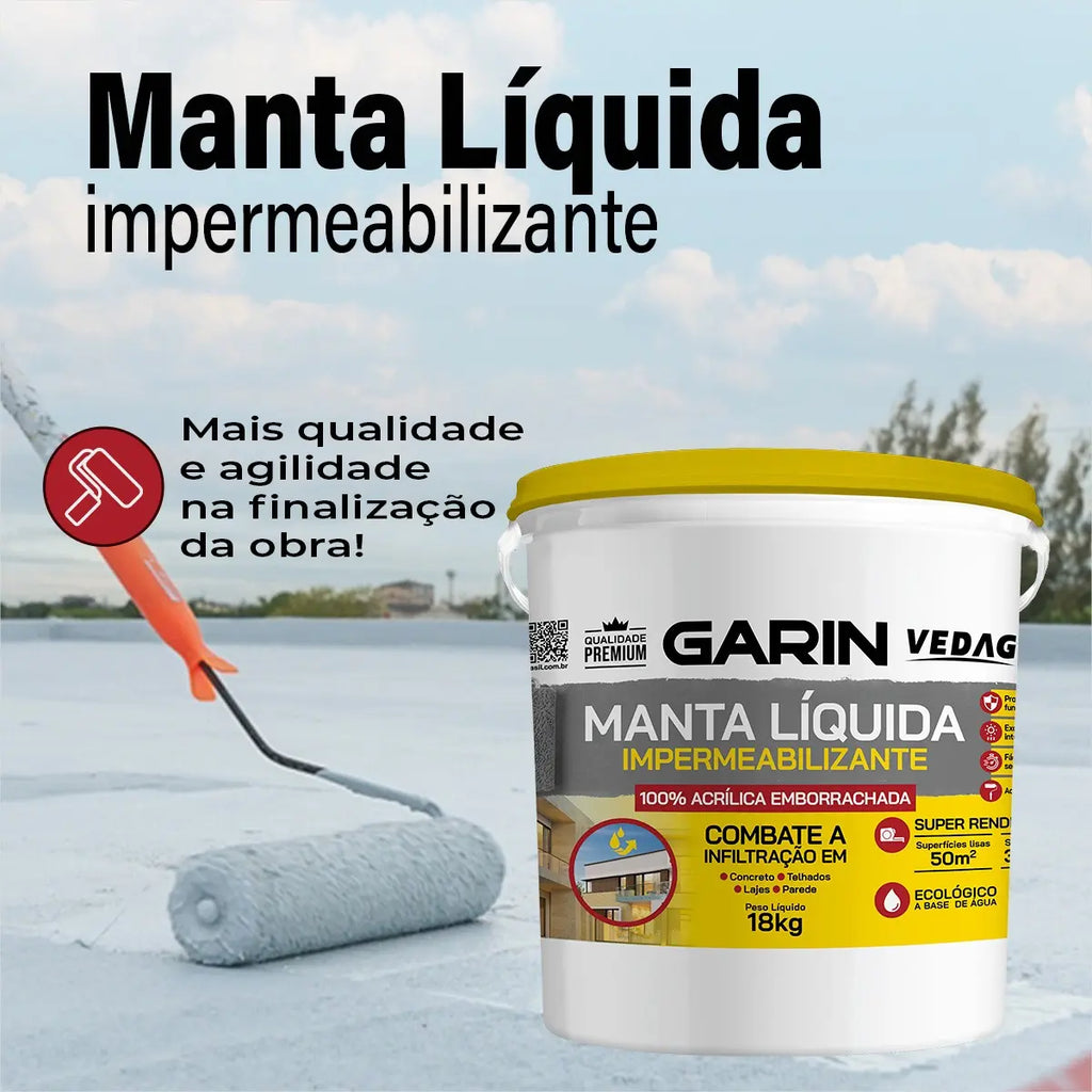 Manta Líquida Impermeabilizante – Proteção Contra Infiltrações para Telhados, Lajes e Paredes