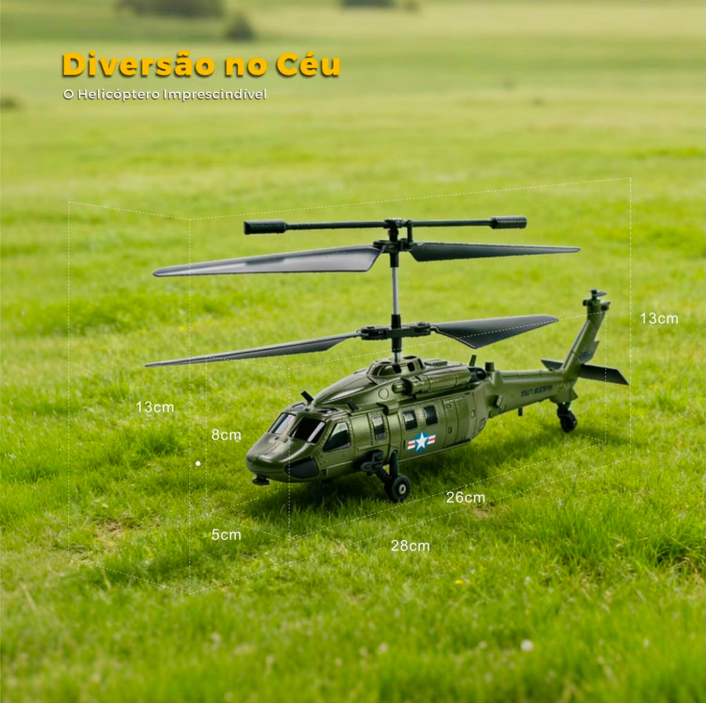 Helicóptero Militar de Controle Remoto Alta Performance + 2 Baterias Recarregáveis