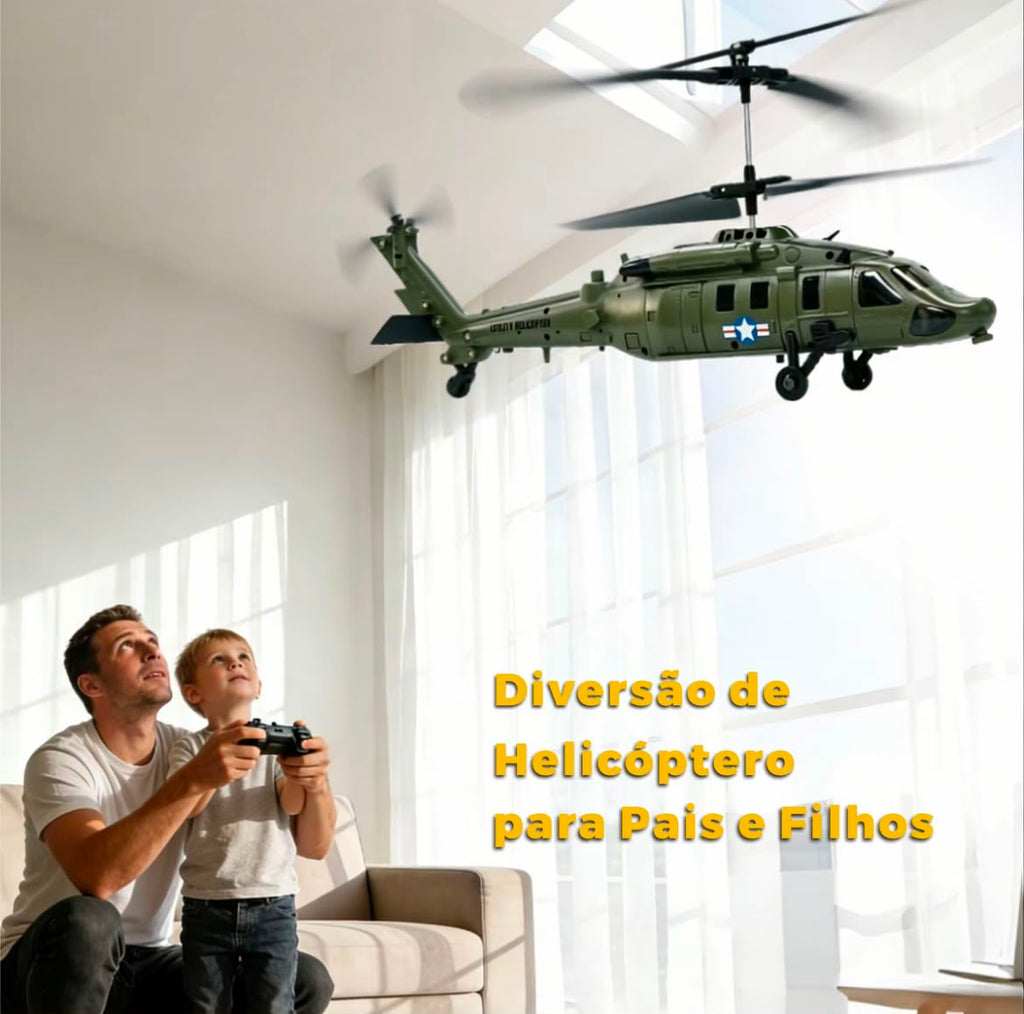 Helicóptero Militar de Controle Remoto Alta Performance + 2 Baterias Recarregáveis
