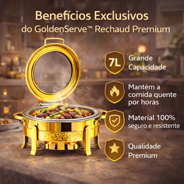 Golden Serve - Rechaud Premium + Queima de Estoque Hoje (Compre 1 Leve 2)