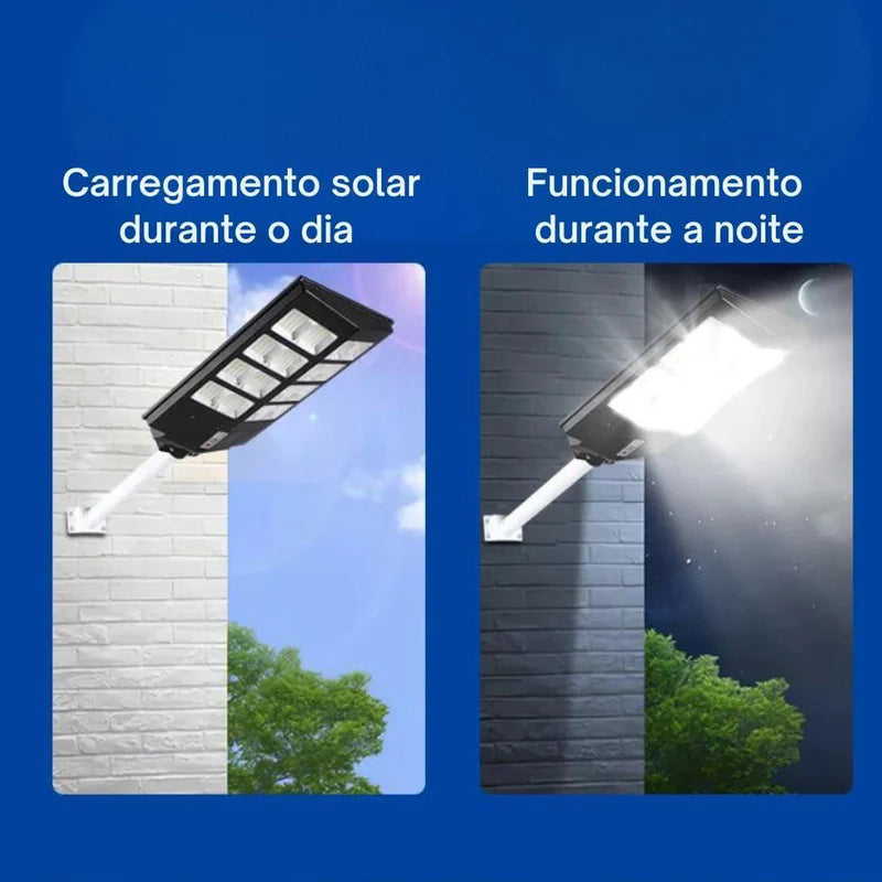 Luminária LED Solar Potência 1000W + Sensor de Presença e Controle Remoto